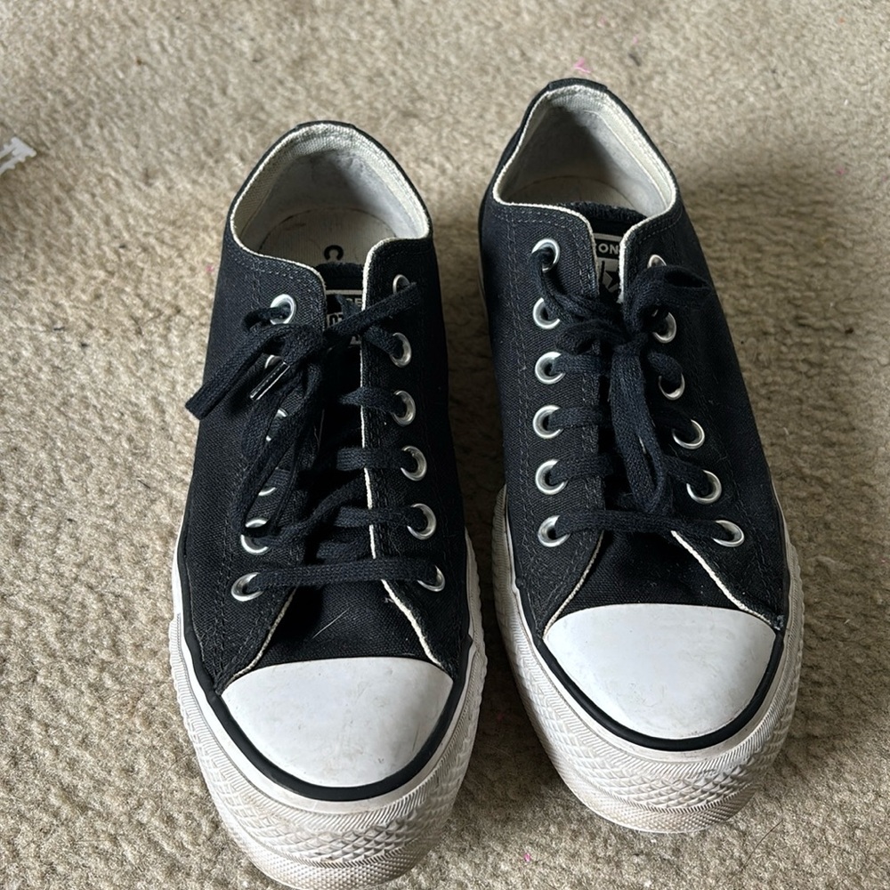 Gently used black platform converse